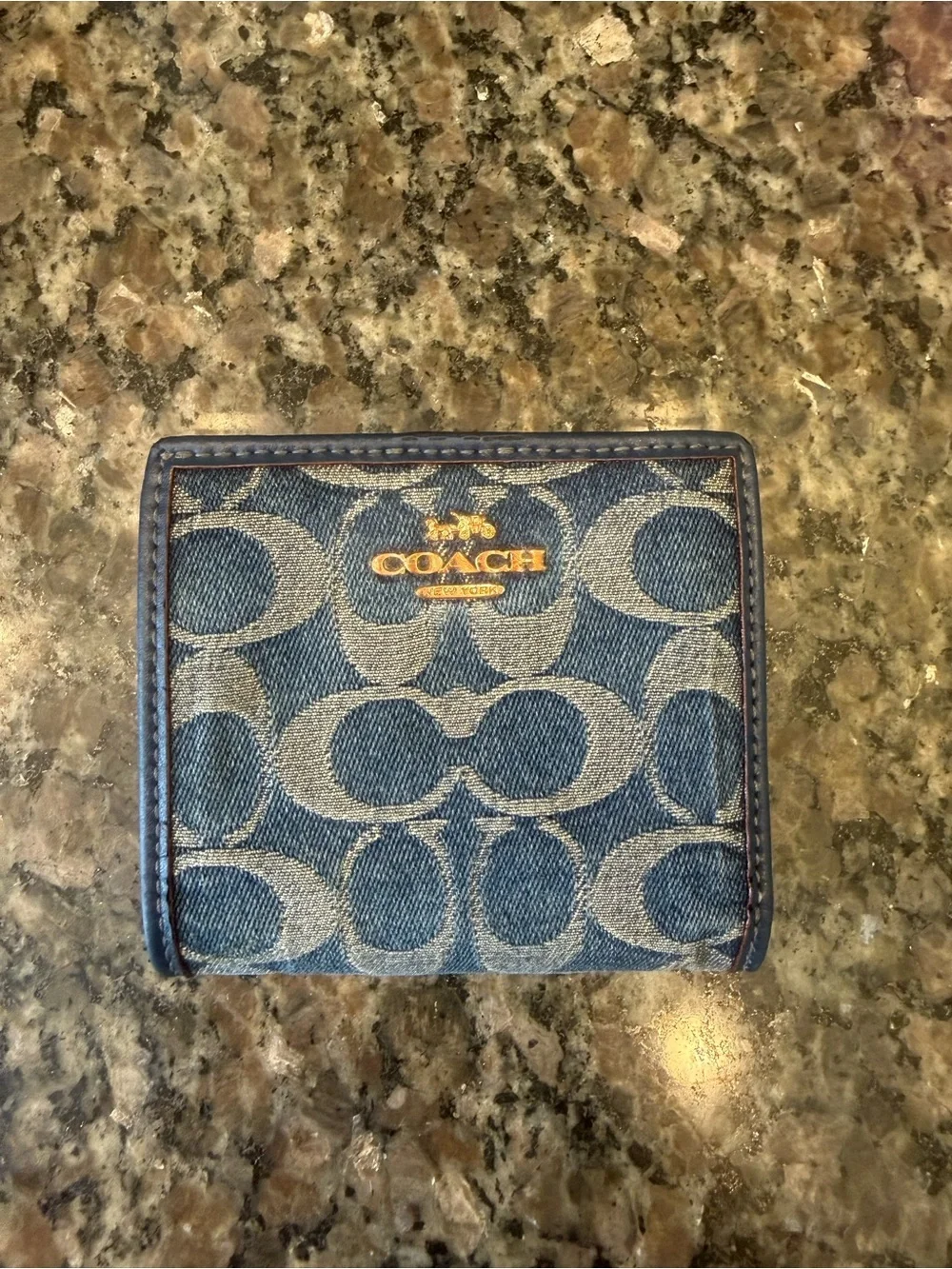 Coach Denim Bifold Wallet w/Zip Coin Pocket, ID Window & Cards CherryL2481/CAA86